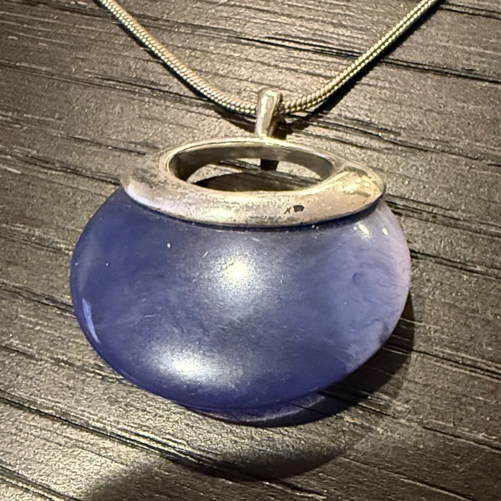 liz & co. Women’s Silver Necklace with Blue Accent Pendant